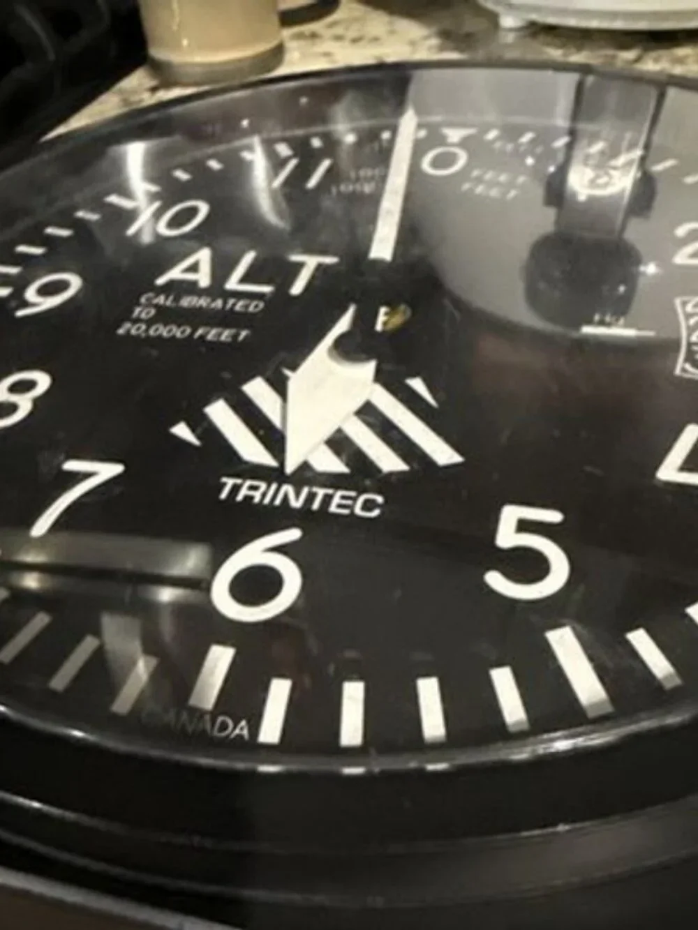 Trintec Black Aviation Airplane Gauge Altitude Altimeter Analog Wall Clock 10”